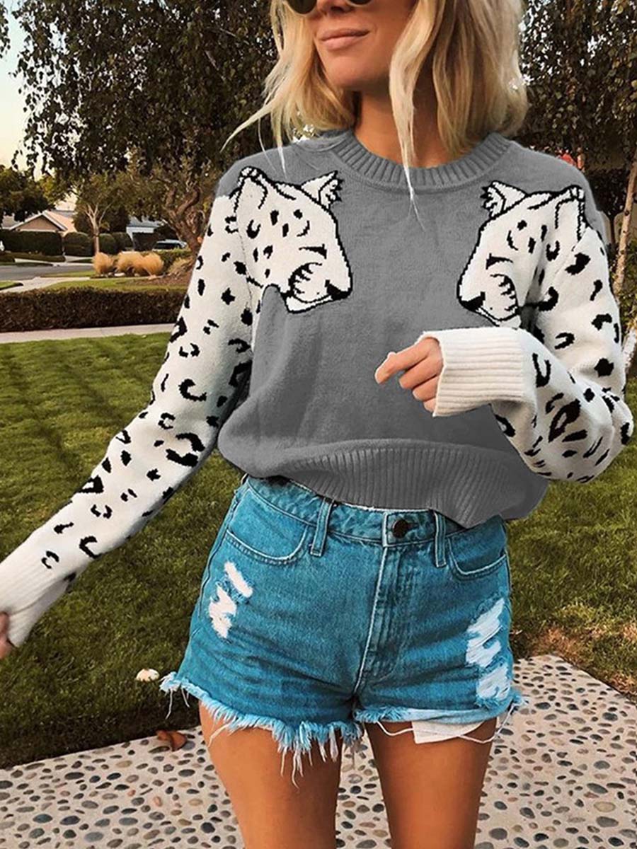 Snow Leopard Knit Sweater