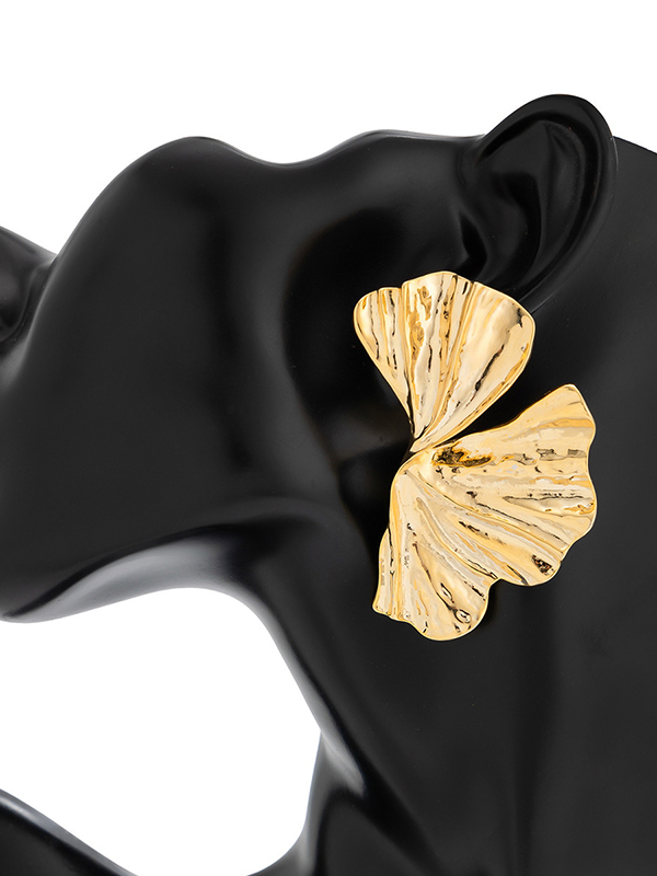 Geometric Pleated Solid Color Earrings Accessories