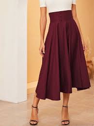 Buttoned Detail Wide Waistband Flare Skirt( Clearance sale )