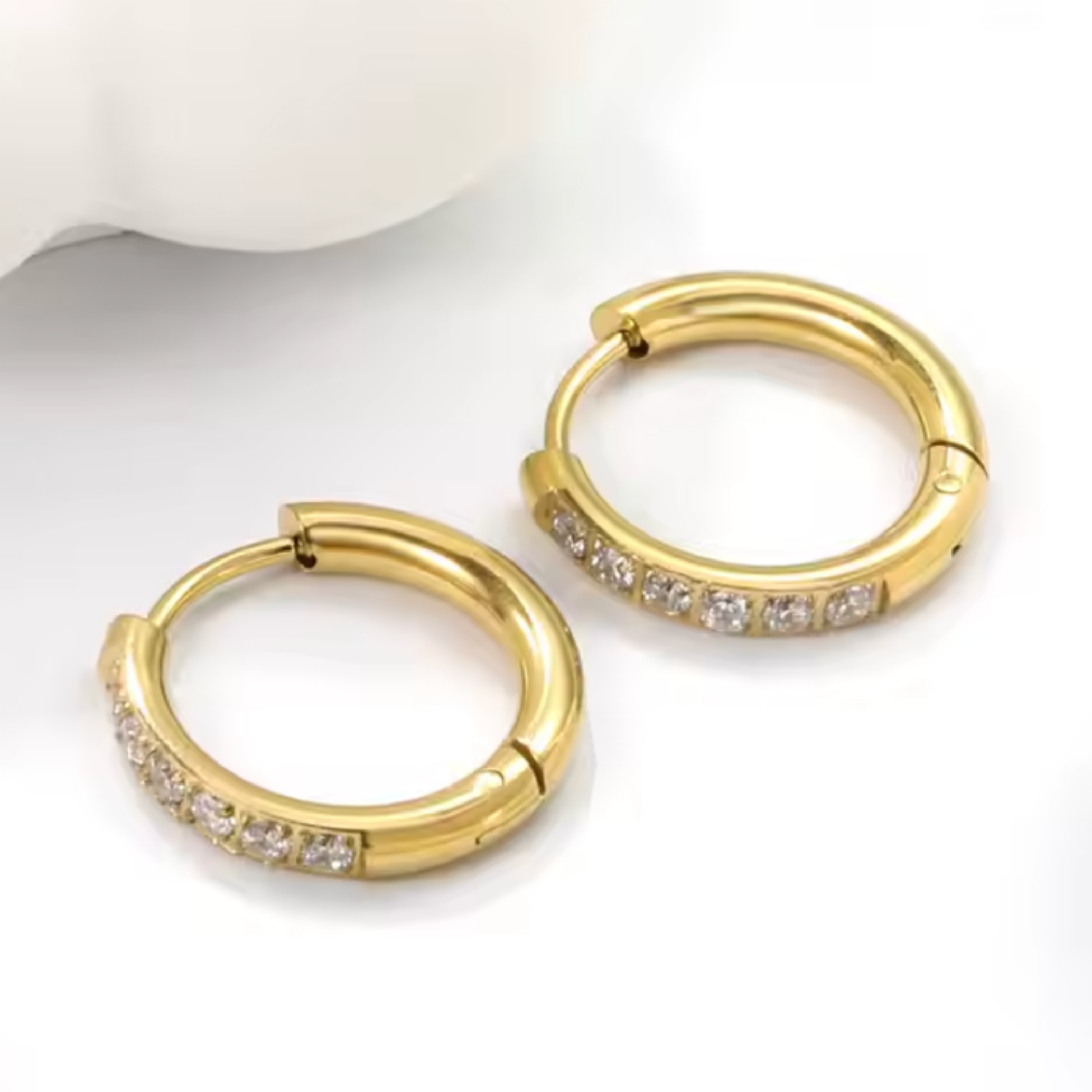 12mm classic diamond style hoops - Gold