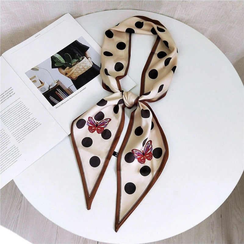 Women's Sweet Polka Dots Heart Shape Butterfly Polyester Satin Printing Silk Scarves