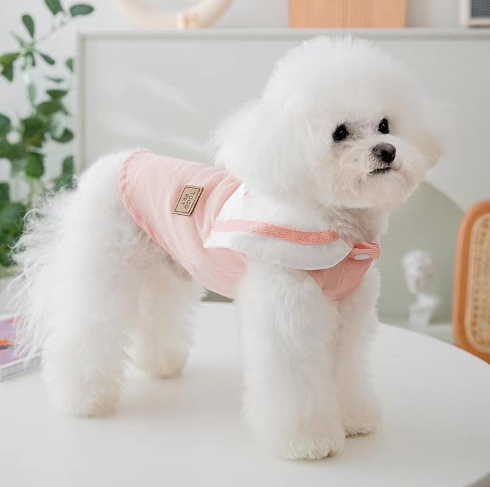 Summer Pet Vest with Naval Collar & Kitty Print