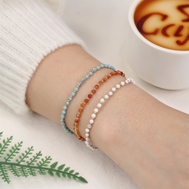 Minimalist Round Natural Stone Knitting Drawstring Bracelets