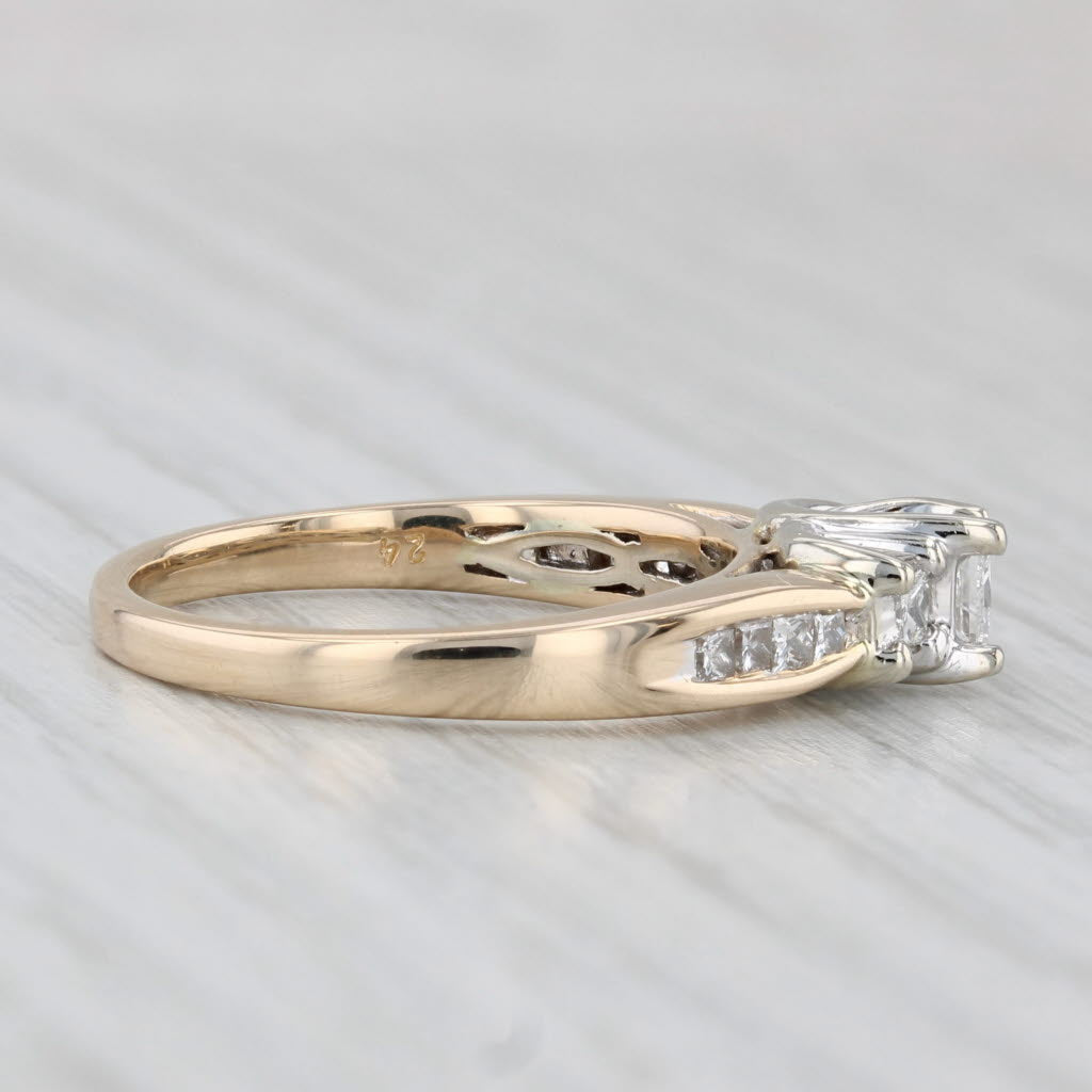 0.61ctw Princess Diamond Engagement Ring 14k Yellow White Gold Size 7