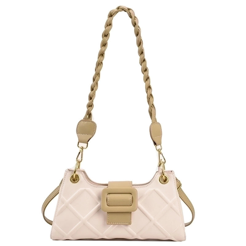 Women's Medium Pu Leather Lingge Streetwear Magnetic Buckle Underarm Bag