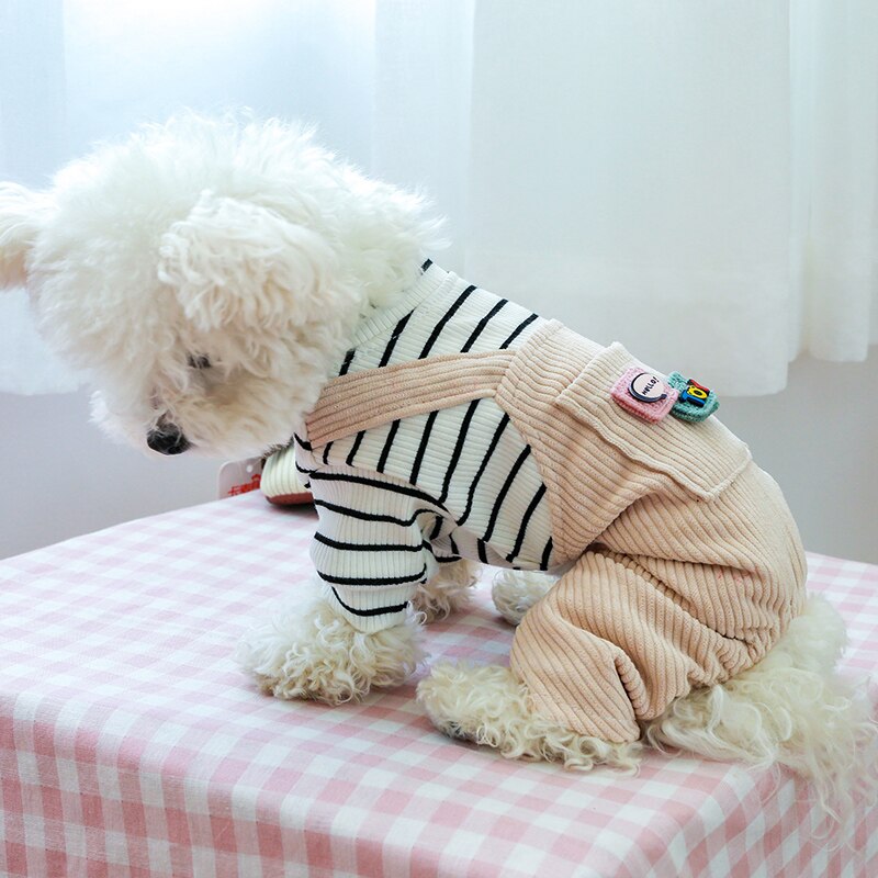 Striped Pocket Puppy Jumpsuits