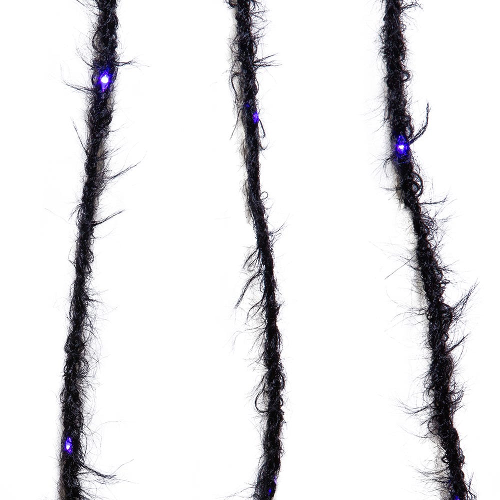 Fuzzy Black Garland with Purple Lights