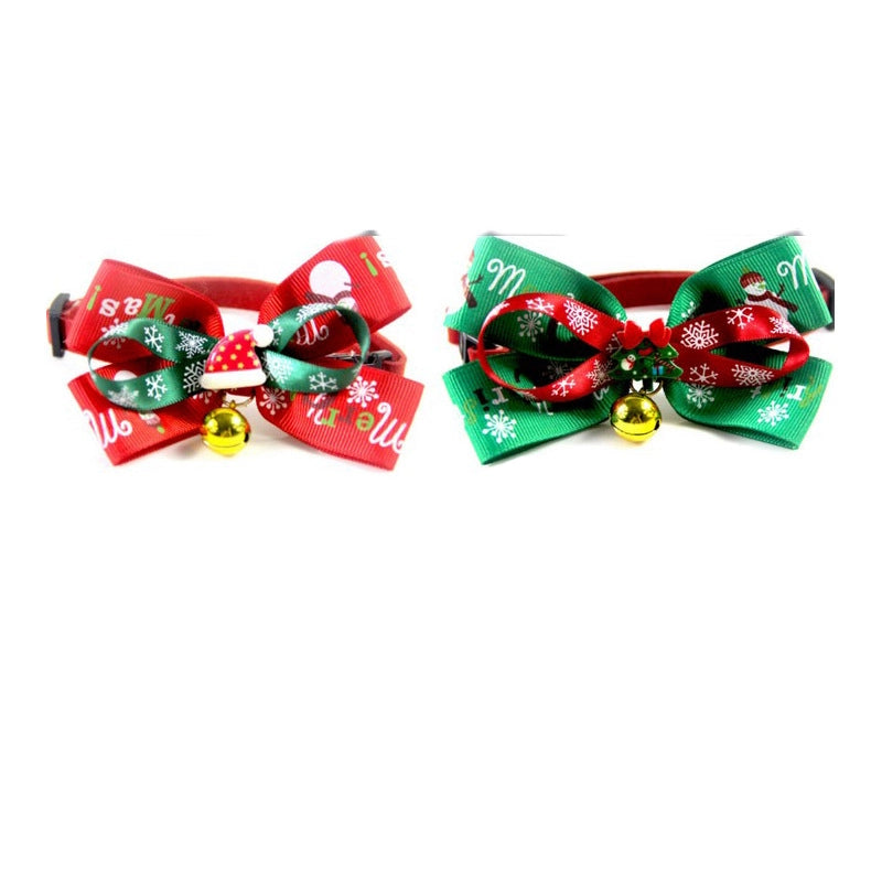 Casual Ribbon Christmas Color Block Bowknot Pet Accessories 1 Piece
