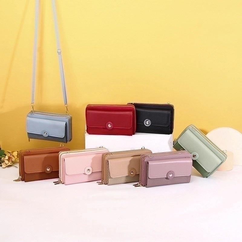 Women's Pu Leather Solid Color Basic Zipper Phone Wallets
