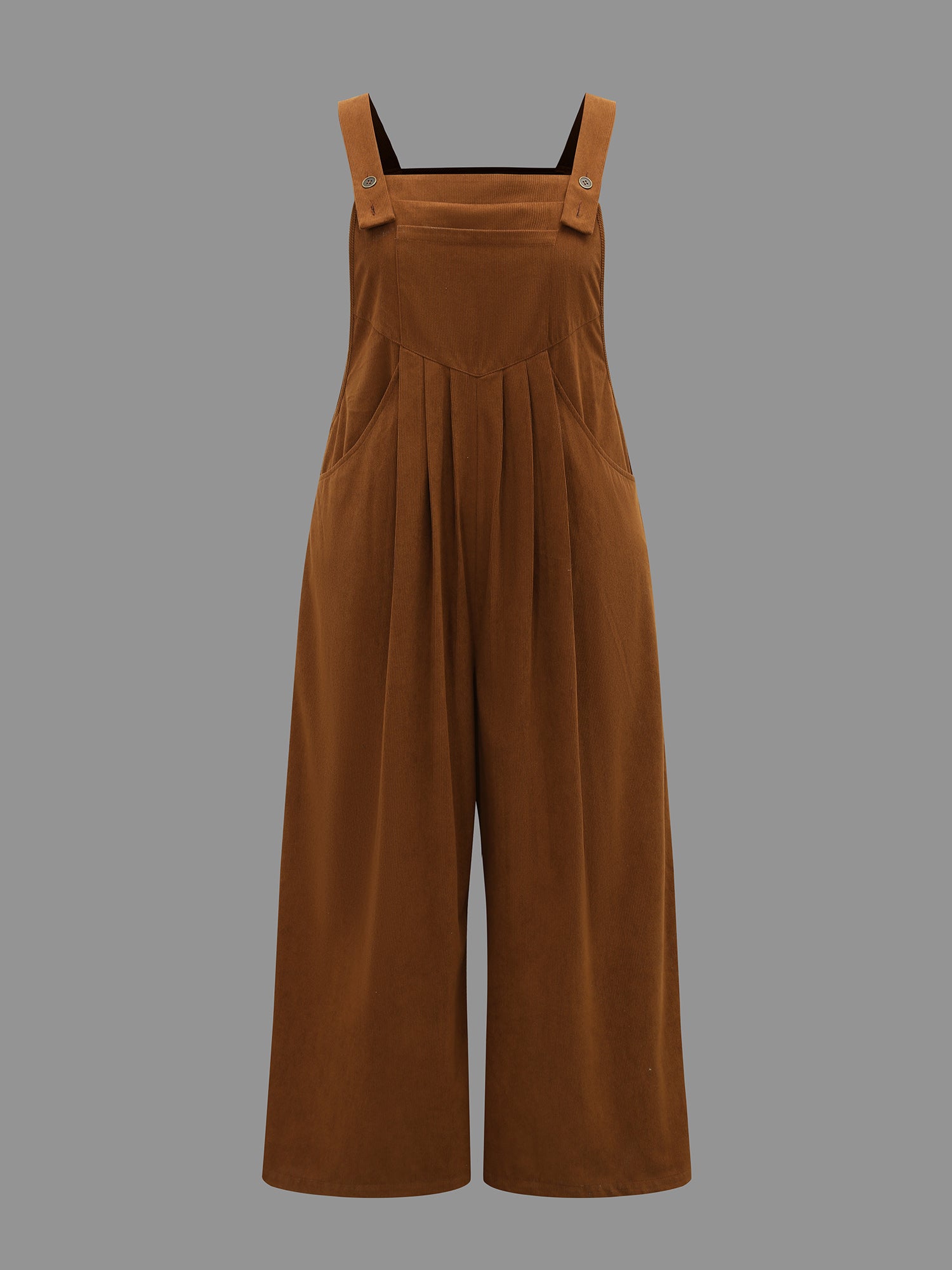 Plain Chest Pocket Pleated Jumpsuit