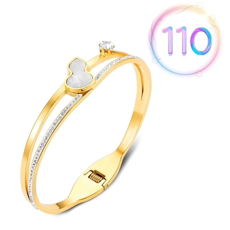 2 Pieces Fashion Geometric Stainless Steel Plating Zircon Bangle