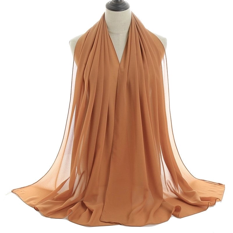 Women's Minimalist Solid Color Chiffon Cotton Linen Scarves
