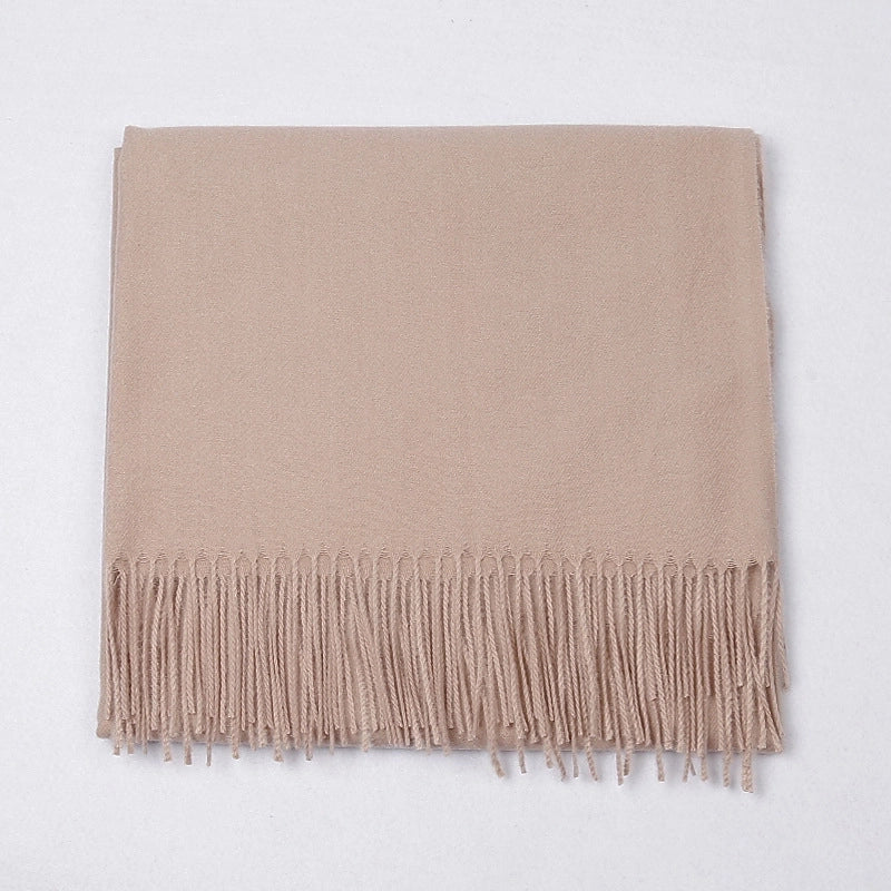 Cashmere Solid Color Scarf Women's Autumn And Winter 220g Explosions Barbed Hair Padded Travel Warm Tassel Shawl