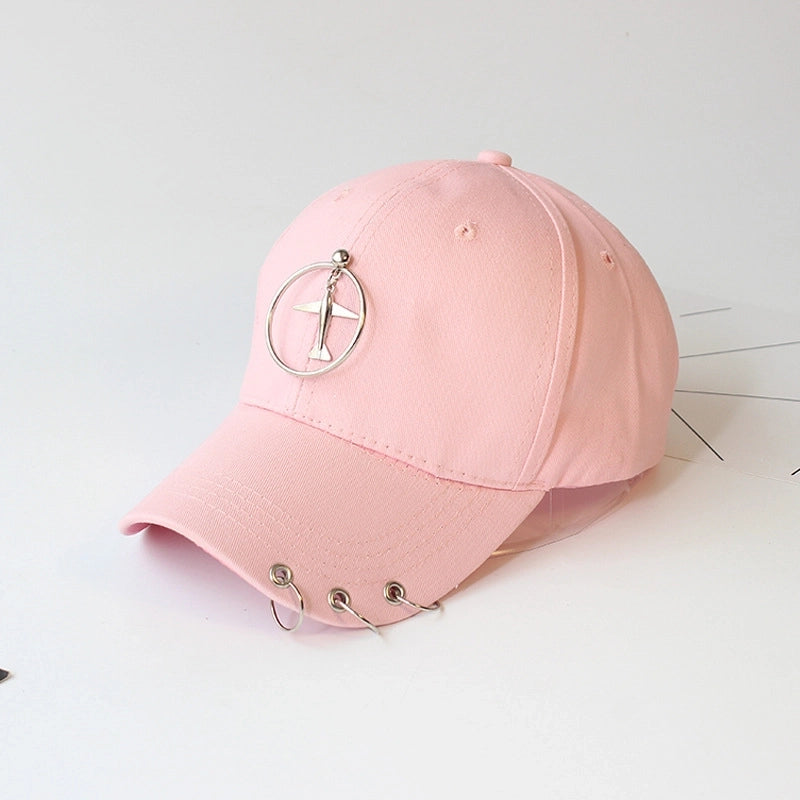 Hat Women's Korean Style Personality Chain Iron Ring Cap Student Children's Baseball Cap Spring And Summer Parent-Child Sunshade