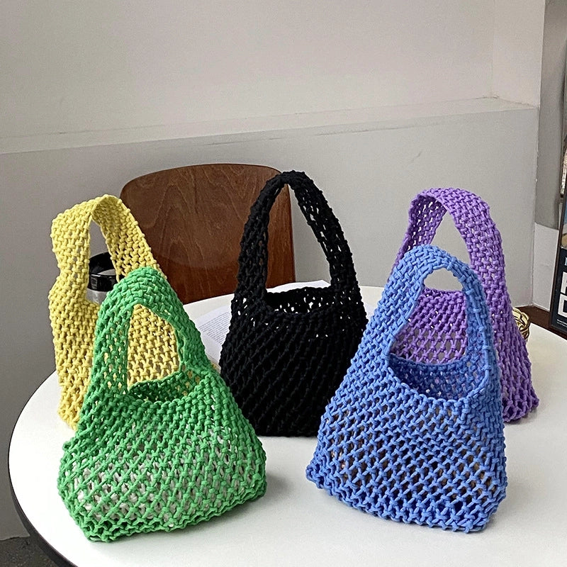Women's Medium All Seasons Cotton Rope Streetwear Handbag Straw Bag