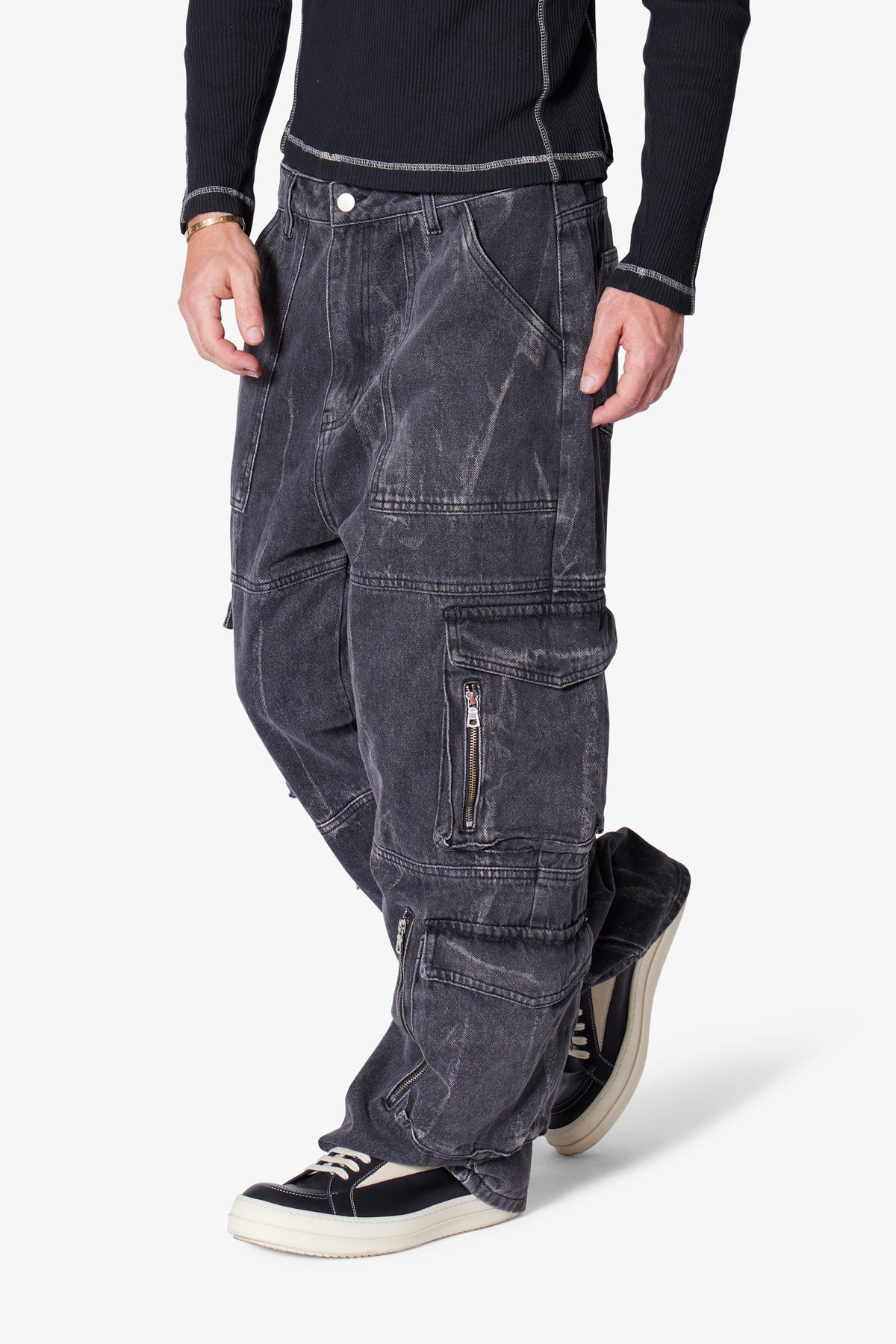 Ultra Baggy Asphalt Cargo Denim - Washed Black