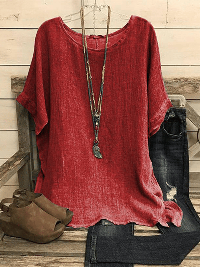 Women's Casual Loose Round Neck Short Sleeve T-Shirt