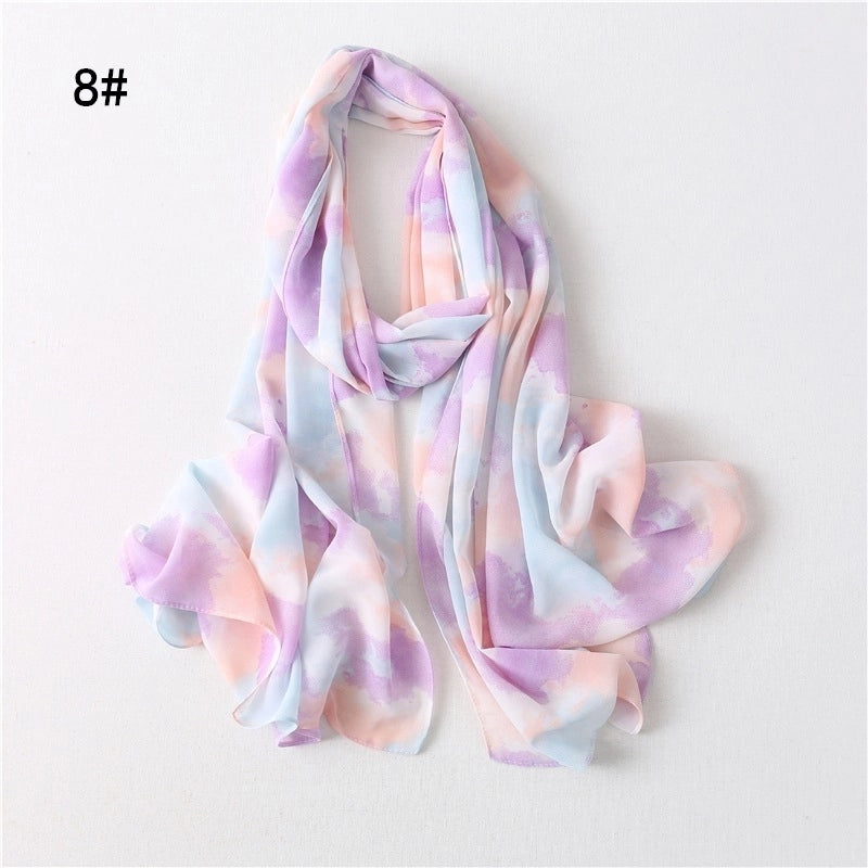 Women's Minimalist Tie Dye Chiffon Scarf