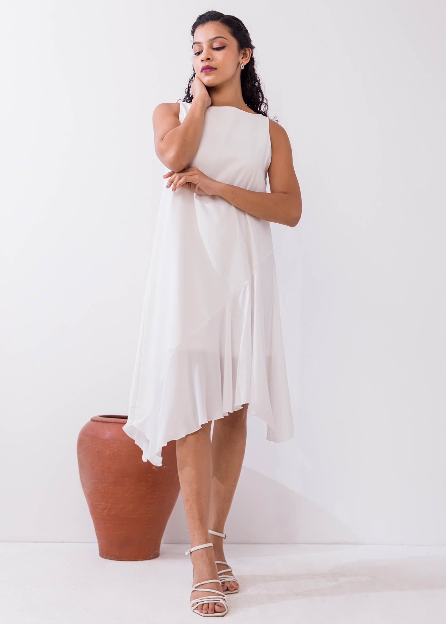 Sleeveless Asymmetrical Hem Dress