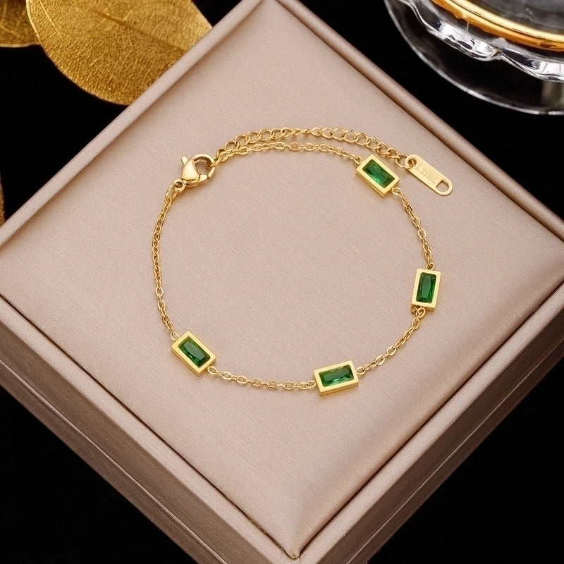 Minimalist Geometric Stainless Steel Plating Inlay Artificial Pearls Bracelets