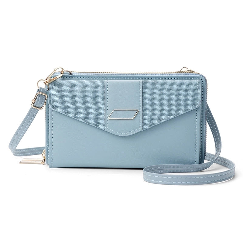 Women's Pu Leather Color Block Elegant Classic Style Square Buckle Crossbody Bag