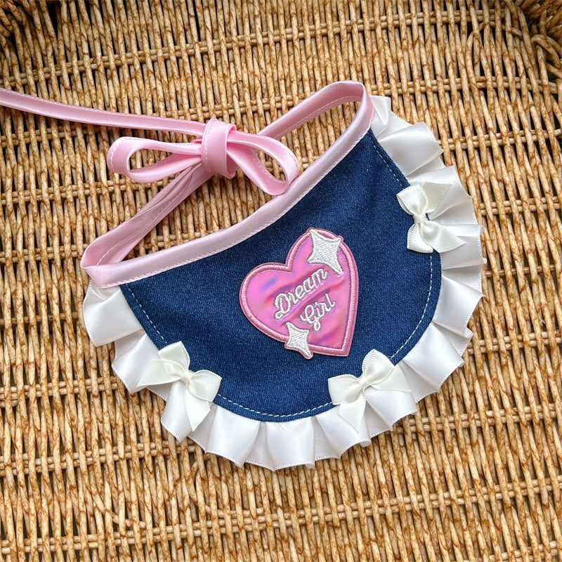 Pet Cat Dog Hot Girl Denim Bib Heavy Industry Cat Saliva Towel Teddy Bear Selling Cute Saliva Towel