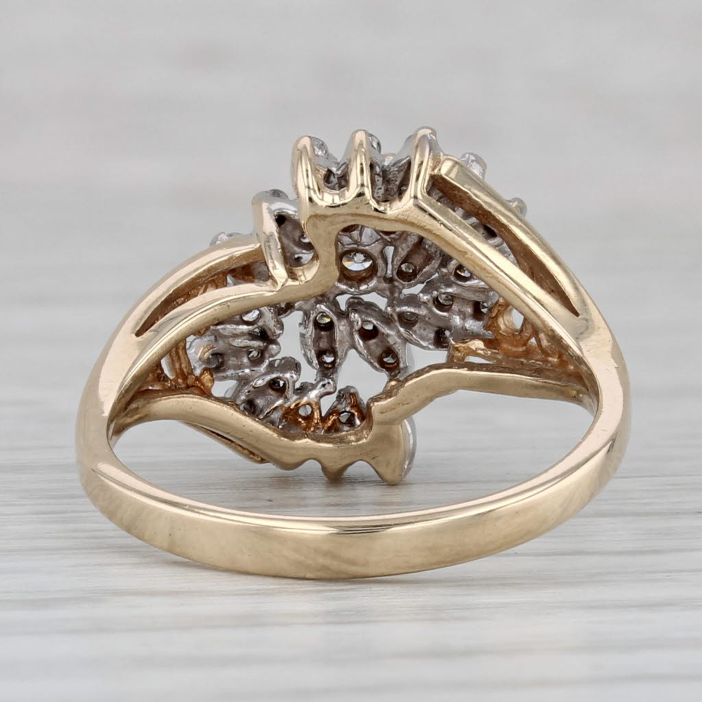 0.32ctw Diamond Cluster Swirl Ring 10k Yellow Gold Size 7.5