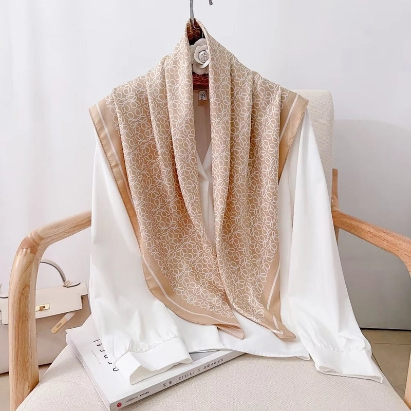 Women's Vintage Style Streetwear Printing Polyester Silk Scarf