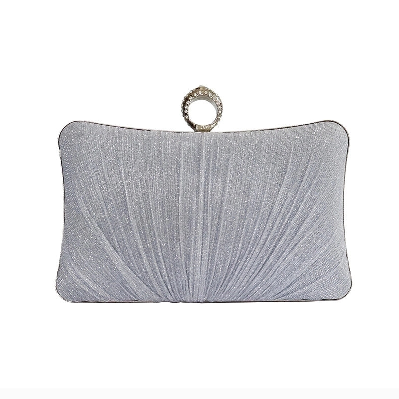 Champagne Silver Black Polyester Solid Color Square Evening Bags