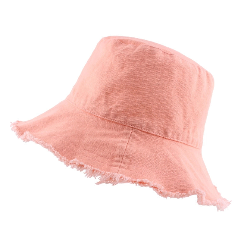 Women's Pastoral Minimalist Solid Color Wide Eaves Bucket Hat