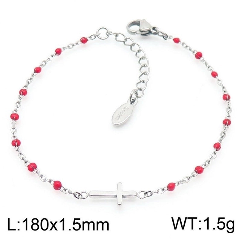 Minimalist Classic Style Cross Titanium Steel 18K Gold Plated Bracelets In Bulk