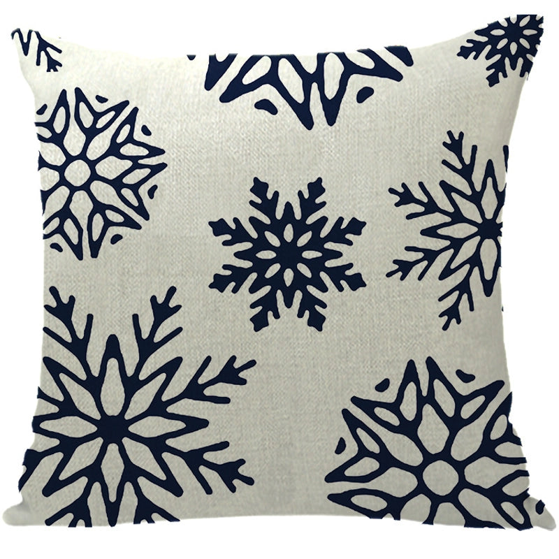 Fashion Letter Snowflake Elk Linen Pillow Cases