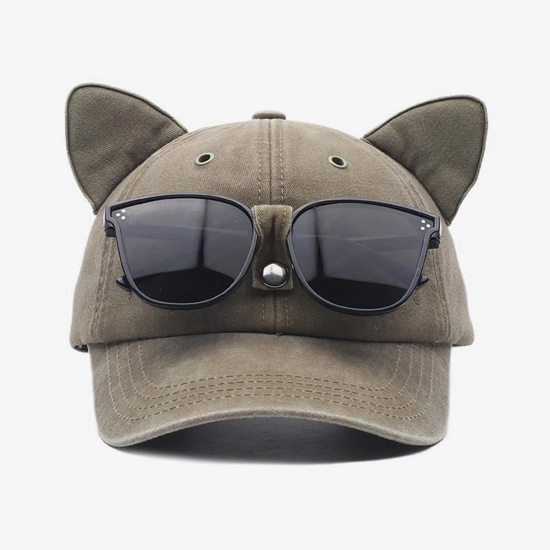 Unisex Cute Sweet Korean Style Geometric Cat Curved Eaves Baseball Cap