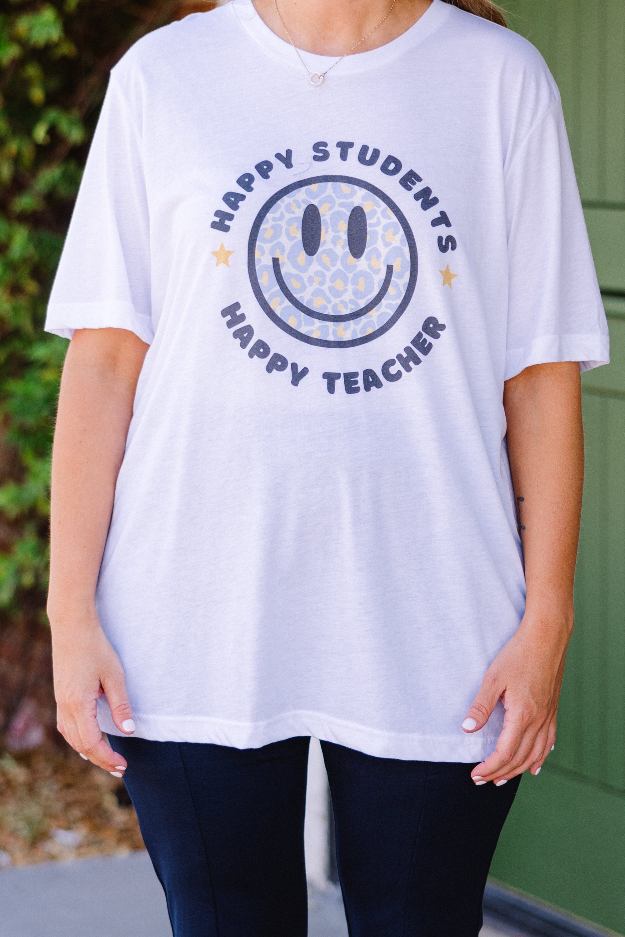 Happy Students Make Happy Teachers Tee. White