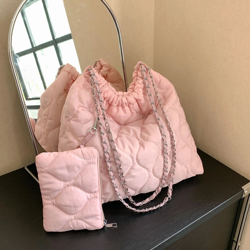 Women's All Seasons Oxford Cloth Lingge Vintage Style Sewing Thread Square Magnetic Buckle Shoulder Bag