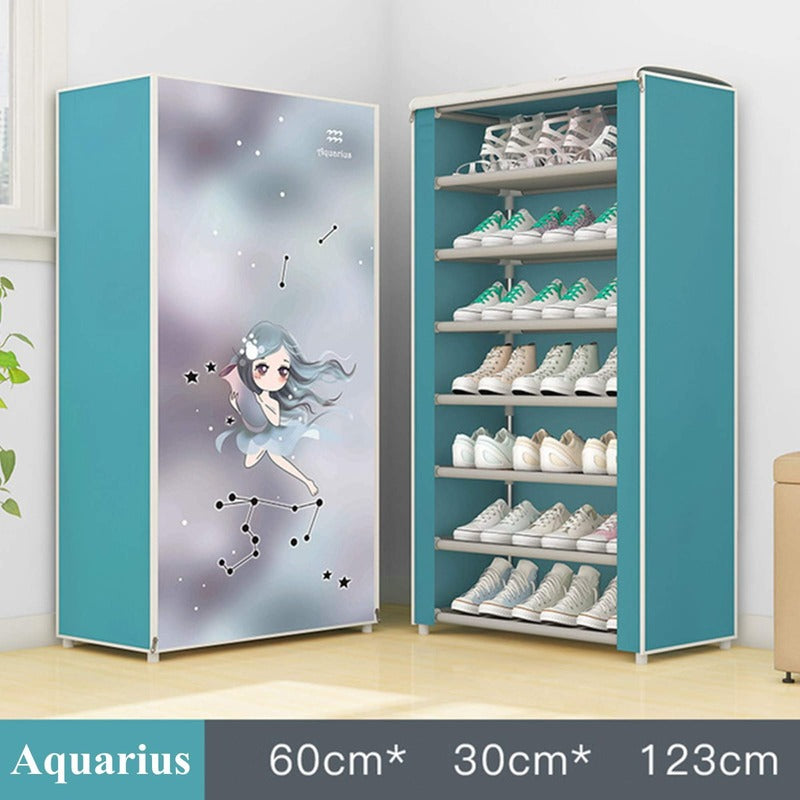 8 Layer Zipper Shoe Rack. Fabric Shoe Cabinet with Zipper