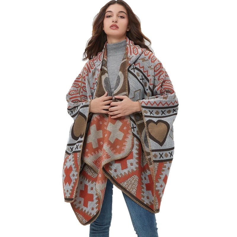 Women's Streetwear Printing Color Block Artificial Wool Acrylic Shawl