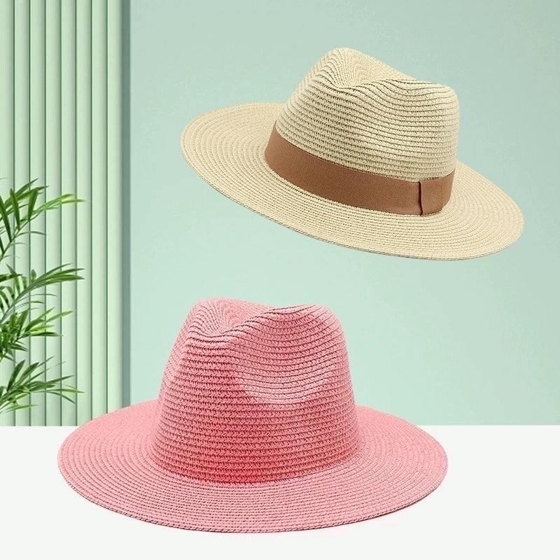 Unisex Minimalist Solid Color Flat Eaves Fedora Hat