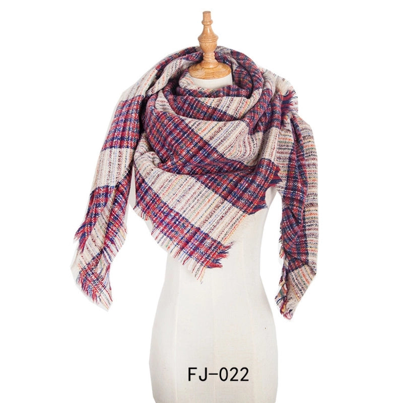 Autumn And Winter New Ring Yarn Thickened Double-sided Lattice Prick Scarf Scarf Women's Scarf Shawl Manufacturers