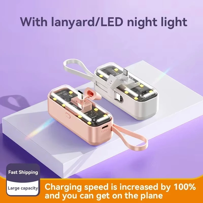 30000mah Portable Power Bank Fast charging PD 22.5W Detachable Usb To C-type Cable Suitable For iPhone12 13 14 15 Samsung Xiaomi