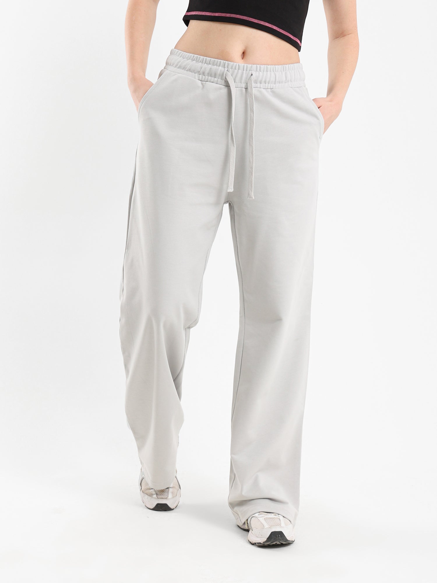 Wide-Leg Melton Joggers