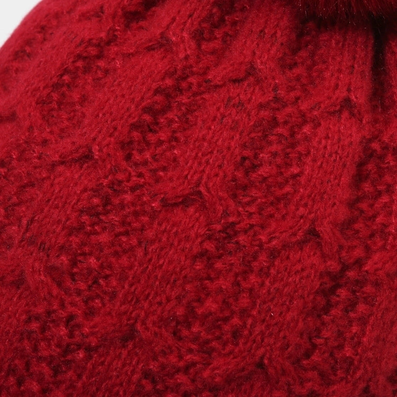 Women's Basic Minimalist Solid Color Pom Poms Eaveless Wool Cap