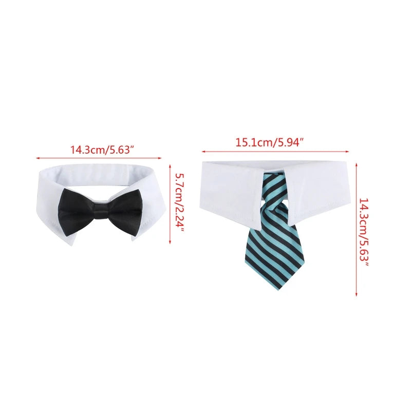 for Cat Tuxedo Necktie Dog Bow Tie with Handcrafted Adjustable Suit White Collar Formal Tie Tux Collar for Small Drop Shipping
