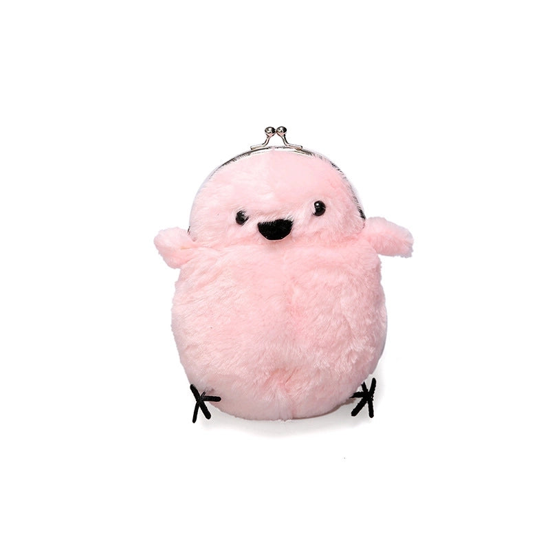 Small Plush Animal Oval Buckle Crossbody Bag