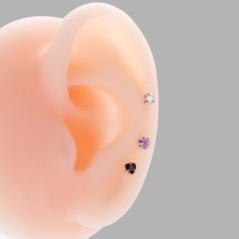 1 Piece Ear Cartilage Rings & Studs Heart Shape 316L Stainless Steel  Plating Inlay Zircon