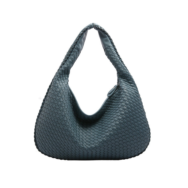 Women's Medium Pu Leather Solid Color Streetwear Weave Dumpling Shape Zipper Handbag