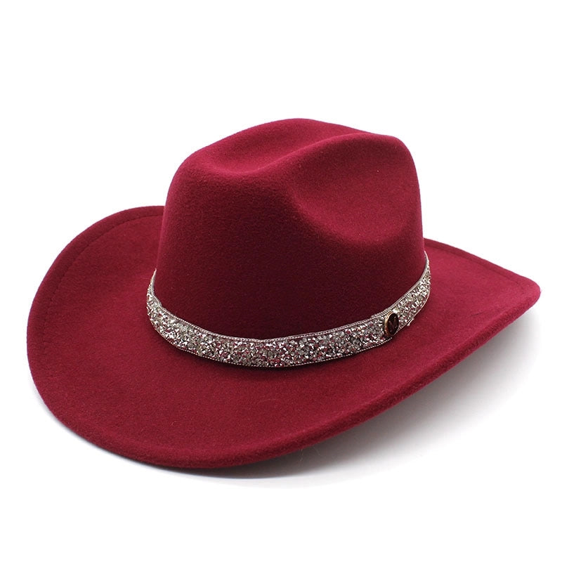 Felt Top Hat Curved Edge Classic Belt Buckle Panama Hat Gentleman Hat Curling Sun Protection Sun Hat
