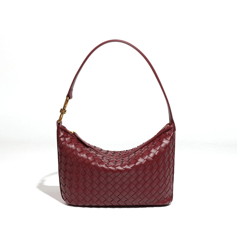 Women's Medium Pu Leather Solid Color Vintage Style Classic Style Dumpling Shape Zipper Straw Bag