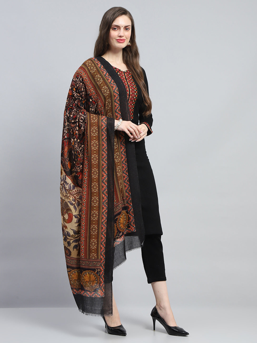 Women Multicolor Self Design Reversible Shawl