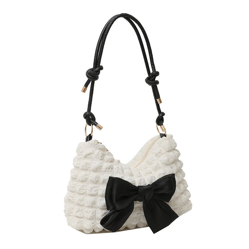 Women's Nylon Bow Knot Cute Dumpling Shape Zipper Shoulder Bag